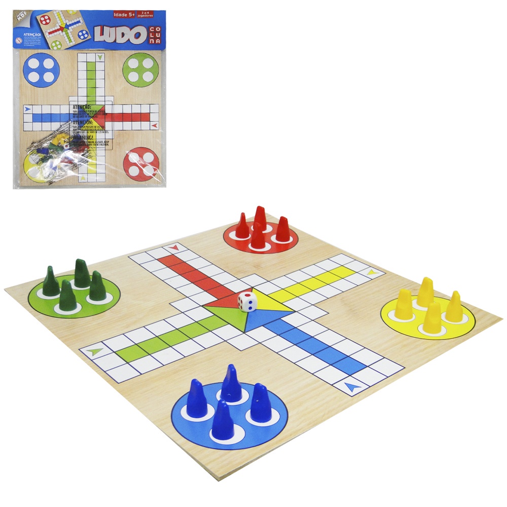 Jogo de Tabuleiro Ludo, Coluna, 2201, Multicor