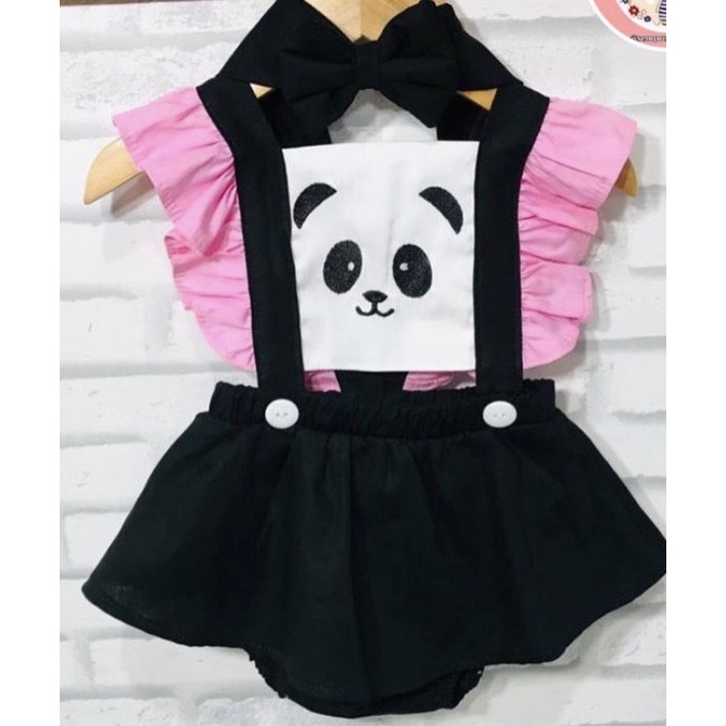 Jardineira Romper Body Vaquinha Roupa Bebê Salopete Menina - ateliemundodaju