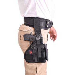Kit Cinto tatico com protetor lombar tamanho M + Coldre Destro de Coxa Perna Robocop Bope tatico militar