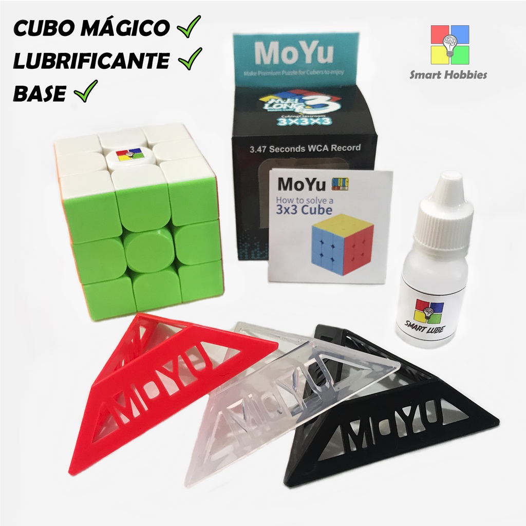 Kit Cubo Mágico Profissional MoYu 3x3 e 4x4 Carbon - Cubo Mágico