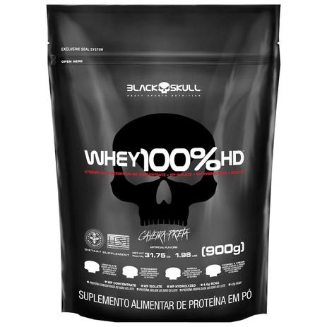 Whey Protein 100% Hd 900g Concentrado E Isolado Black Skull, Isolado concentrado hidrolisado.