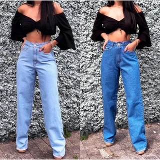 Calça Wide Leg Jeans Pantalona Versão lisa Ótima Qualidade