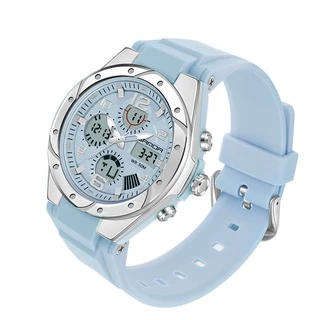 SANDA Sky Blue Watch for Women Relógio De Pulso Eletrônico Digital Analógico LED Estudante Menino Menina Esportivo À Prova D'água Luminoso