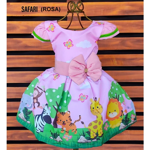 Vestido infantil tema store safari