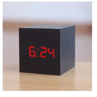 Relógio De Mesa digital cubo Criativo Simples Quadrado Multifuncional De Madeira