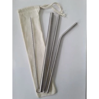 KIT 5 pçs canudos inox ecológicos com canudo Milk shake + Bag + Escova de limpeza