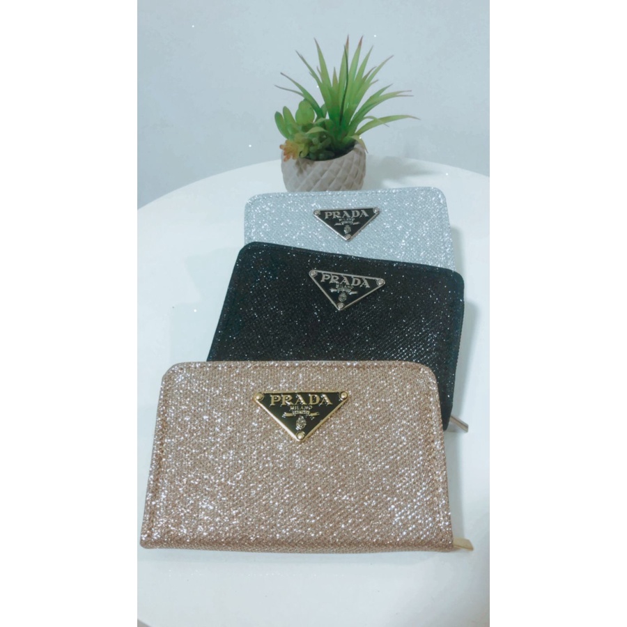 BOLSA PRADA CARD HOLDER SATIN CRYSTAL PRETA - Bolsas de Grife