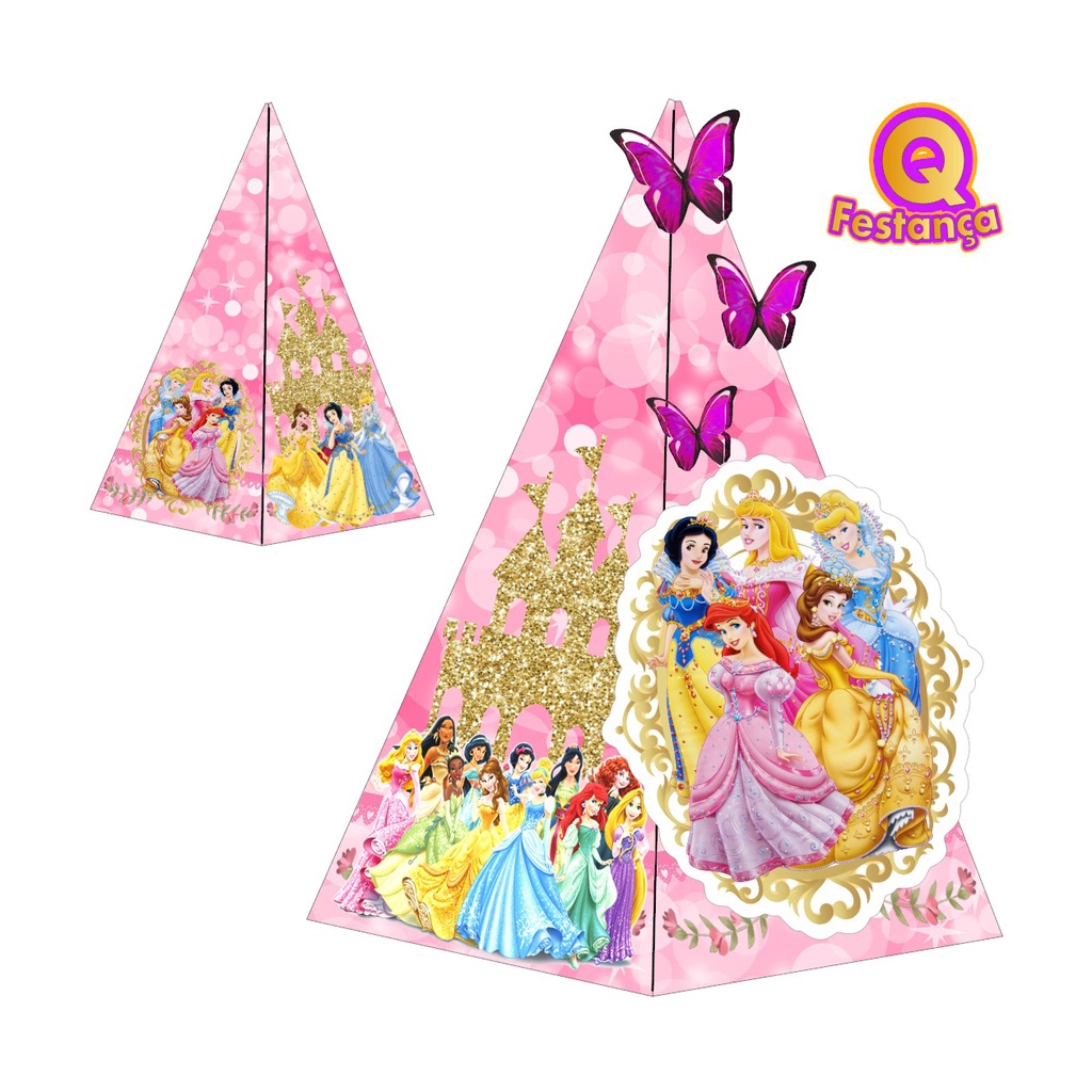 10 Caixa Cone Princesas do Reino com Aplique 3D | Shopee Brasil