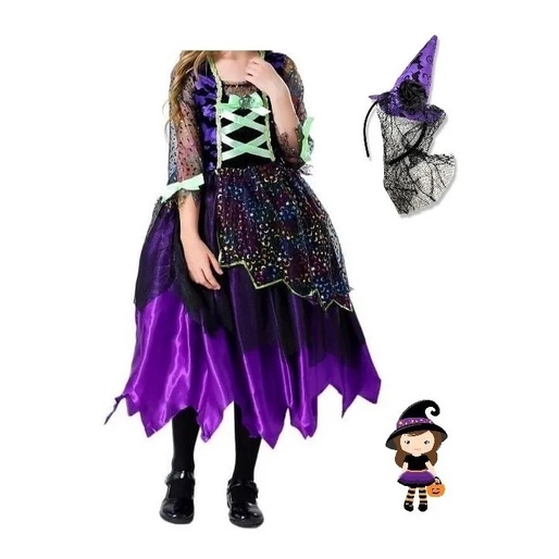 Fantasia Infantil Bruxinha Festa Halloween Vestido Com Tiara | Shopee ...