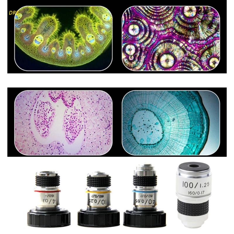 DRE 4X 10X 40X 100X High Quality Microscope Objective Lens Achromatic ...