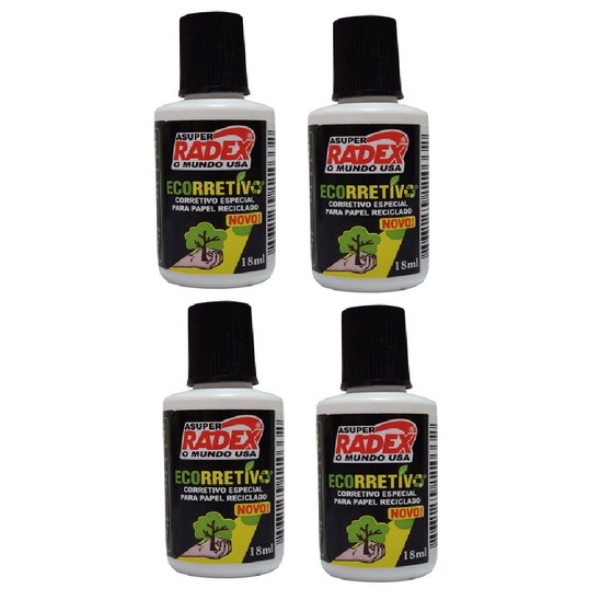 Corretivo Liquido papel Reciclado RADEX - c/4 unidades | Shopee Brasil