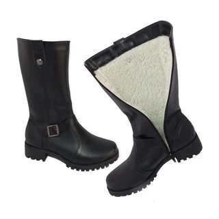 Bota de couro forrada com lã neve inverno europeu social,cano medio ref 975 la hoya tratorada