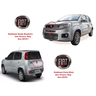 Kit Emblema Logo Fiat Grade E Mala Uno Vivace Way 2010 á 2018