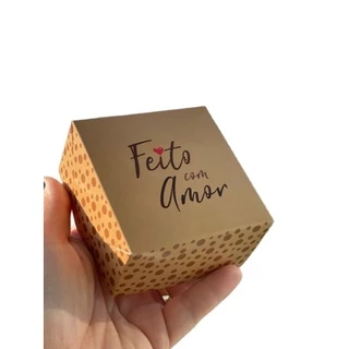 Embalagem Brownie Tampa e Fundo Forneável (8 x 8 x 4cm) Feito com Amor - 100 unidades