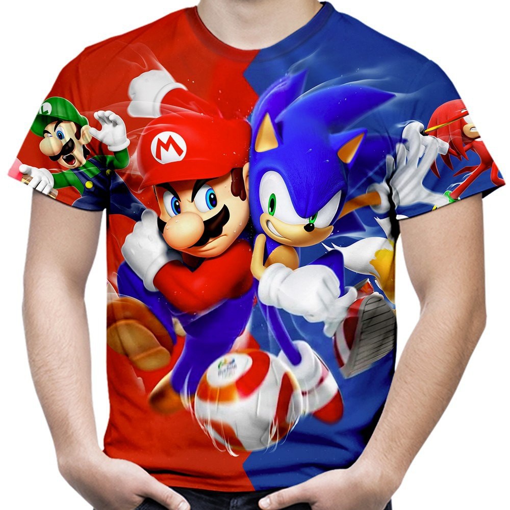Loja Geek - Camiseta Sonic Hedghog vs Mario Bros - Camisetas Nerd e Geek, Presentes Criativos