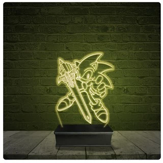 Led Luminária Acrílico Abajur - Sonic Sega Jogo