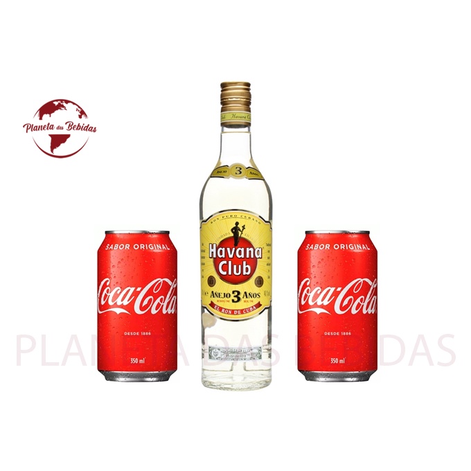 Combo 1 Rum Havana Club Anejo 3 anos 750 ml + 2 Coca Cola 350 ml