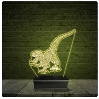 Led Luminária Acrílico Abajur - Velociraptor Dinossauro 02