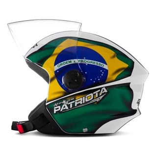 Capacete Aberto De Moto Feminino E Masculino New Liberty Three Branco Patriota Brasil Pro Tork