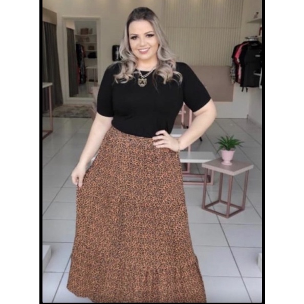 Saia de store onça plus size