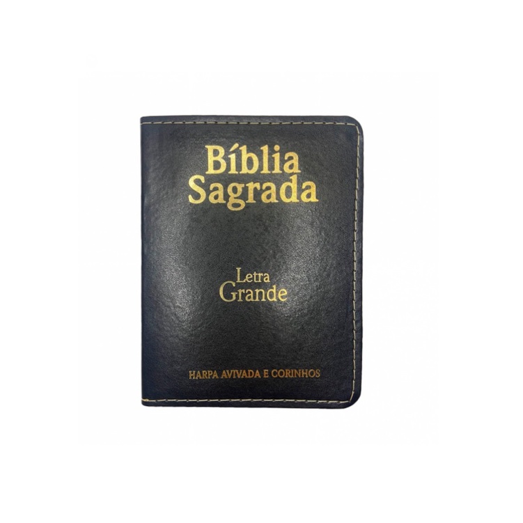 Bíblia Sagrada Letra Grande Capa Luxo PRETA Com Harpa | Shopee Brasil