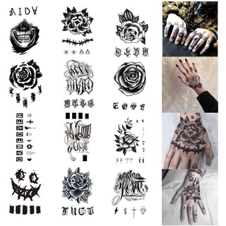 12 pcs Novo estilo de mão com rosa negra tatuagem adesivos / impermeáveis ​​ femininos e masculinos Corpo Arte Braço Tatoo