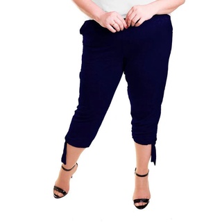 Calça Capri Plus Size De Malha Com Amarração Na Perna - Modaliss