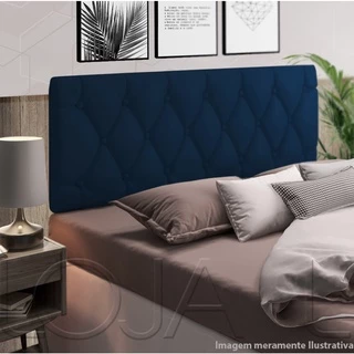 Cabeceira Painel Estofada Casal 1,40 Dobrável Cama box Pari Azul