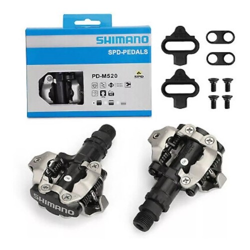 Pedal Clip Mtb Shimano Pd-m520 Com Tacos Completo Original