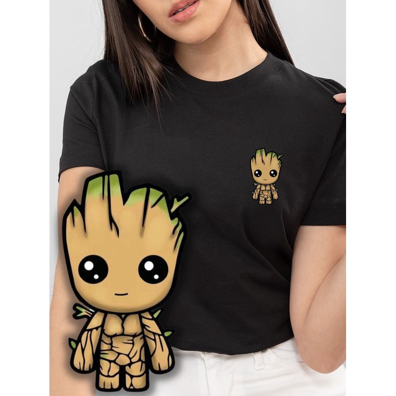 Camisetas Kawaii Baby Groot estampa para senhoras, tops casuais de Tumblr  Branco, eu sou Groot, adolescentes