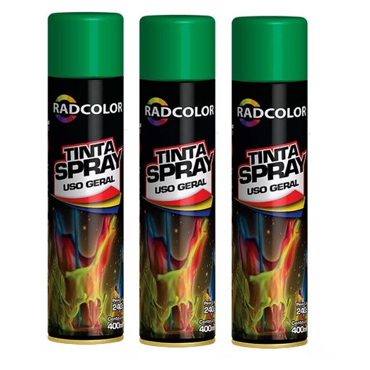 Tinta Spray Radcolor 400 Ml -3 Unidades Uso Geral - Verde | Shopee Brasil