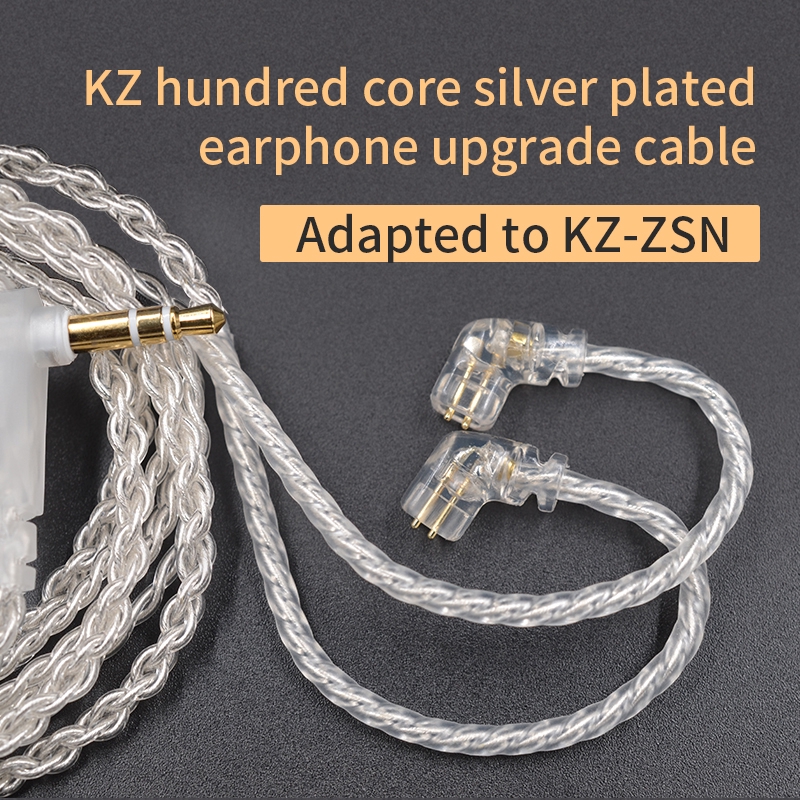 KZ Cabo ZSNPro ZS10Pro ZSX com 2 PINOS de Alta Pureza Prateado para Fone de Ouvido / Cabo de Fone de Ouvido sem Cobre