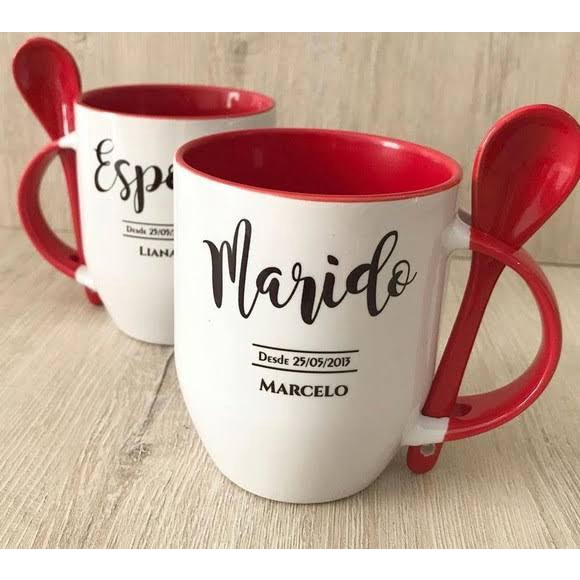 Kit Caneca Com Colher Casal Colorida Shopee Brasil