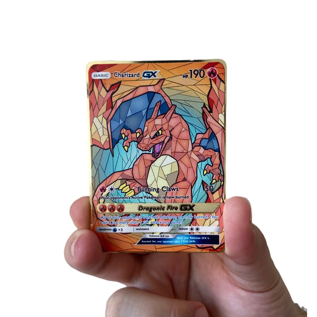 Carta Pokemon Colecionador De Metal Dourada Charizard Dx