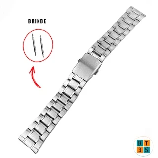 Pulseira de relógio de Aço inoxidável Reta 20mm Fecho Dobravel - Relógio de Pulso