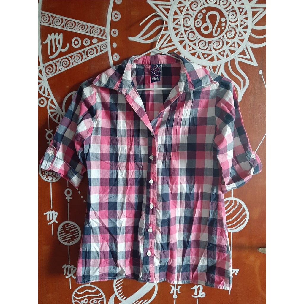 Camisa xadrez hot sale curta feminina