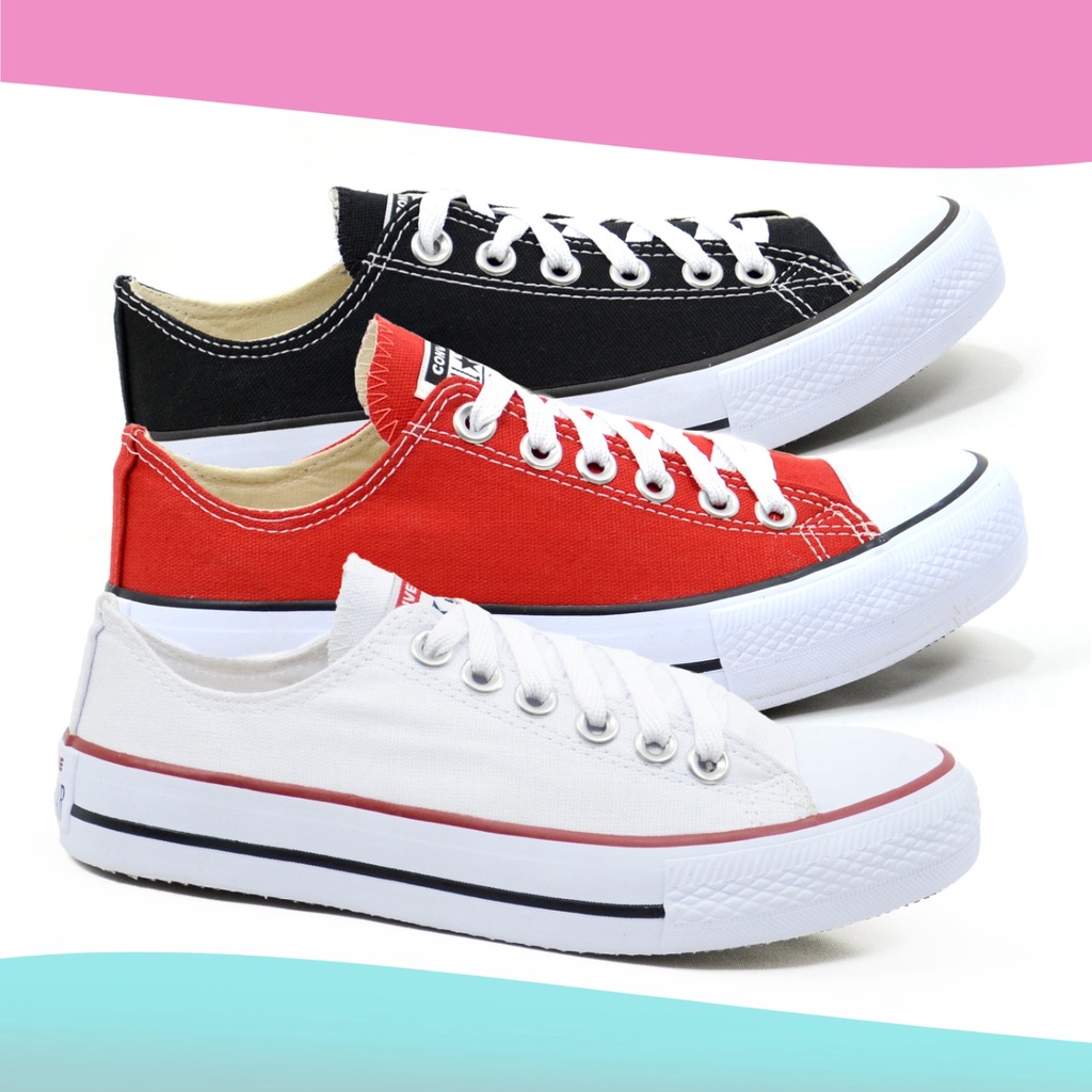 Tênis All Star Tradicional Casual Feminino Vermelho Solado Macio Promoçao