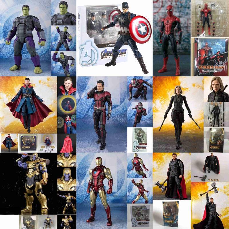 SHF Bonecos Action Figure Marvel Os Vingadores 4 Segunda Geração Branca Capitão América/Homem De Ferro/Hulk/Thanos/Formiga