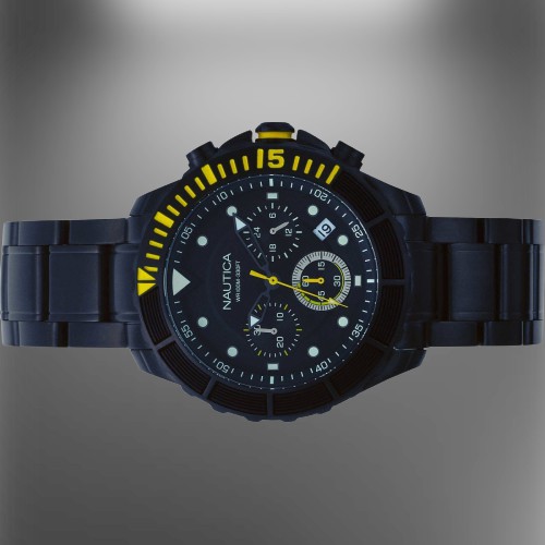 Orologio Cronografo Uomo Nautica NAPPTR006, Acciaio Inox, Quadrante Nero, Cinturino Nero, 10 ATM