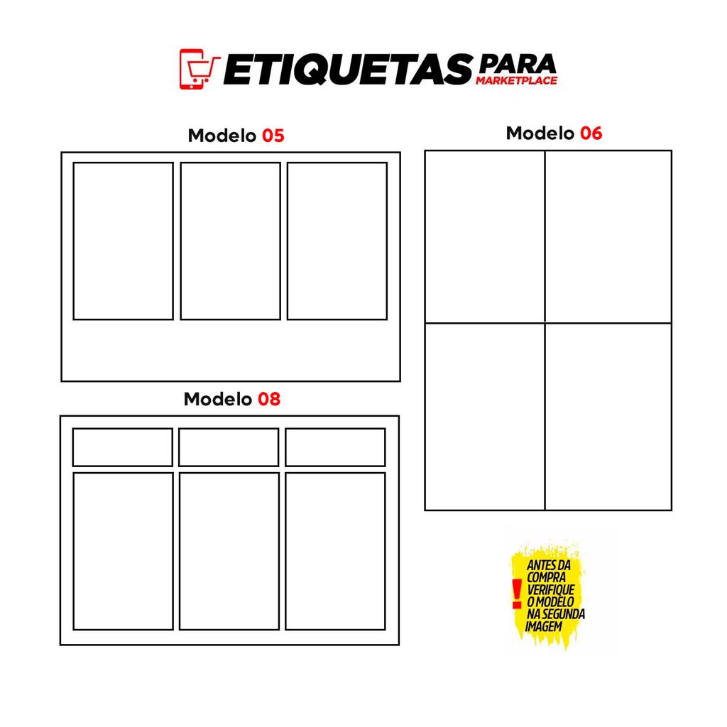 Etiqueta de Despacho Shopee - Caixa com 250 Folhas - Escolha o seu Modelo