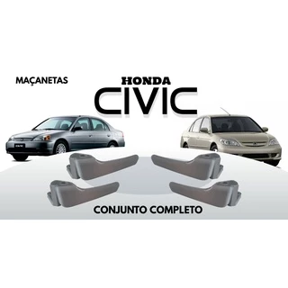 Conjunto Kit Maçaneta Interna Gatilho Puxador Honda Civic 2001 A 2006