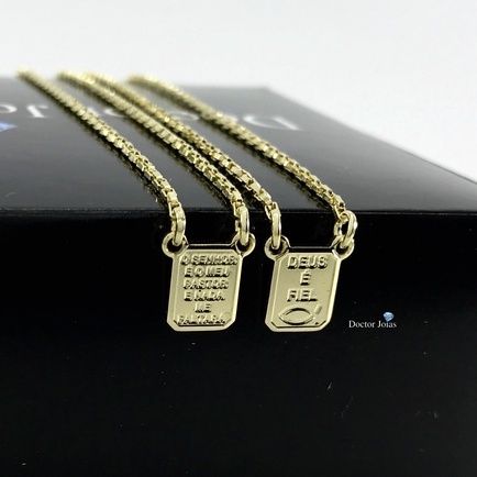 Escapulário Sem Imagem Evangélico Dizeres Tijolinho 1mm Banhado a Ouro ou Banhado a Prata