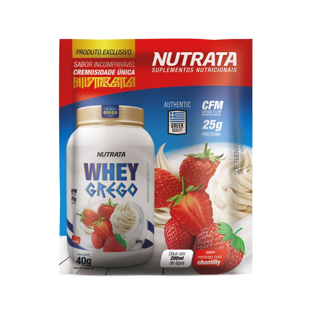 Whey Protein Whey Grego 40g Sachê - Sabores - Nutrata