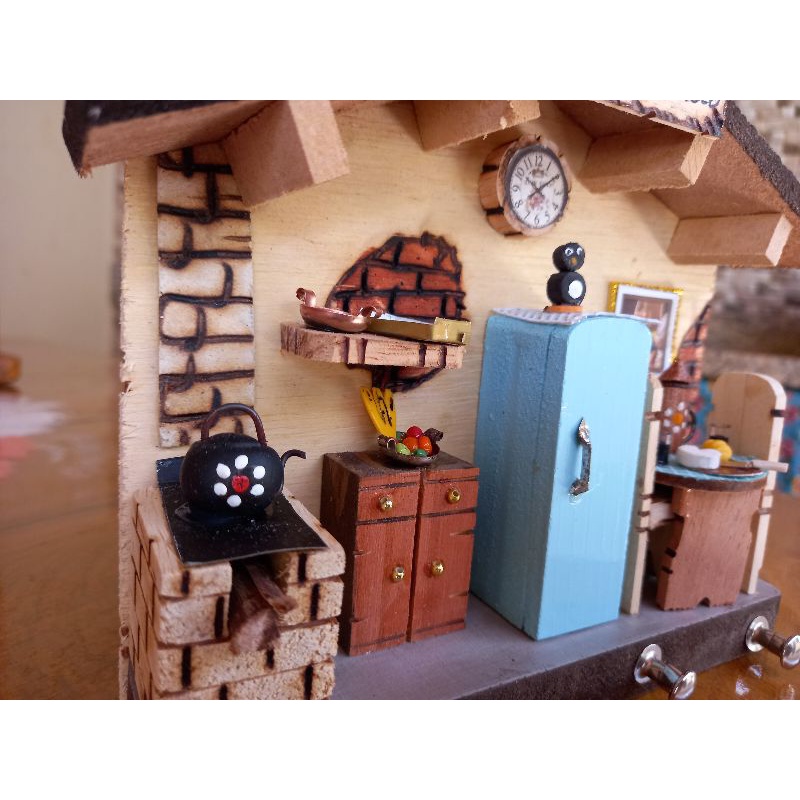 Porta Chaves Cozinha Mineira com Detalhe no Reboco - Alto Relevo Artesanal 3D Geladeira Azul