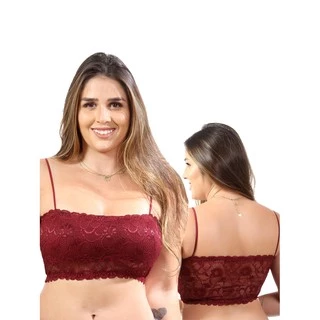 top faixa sutiã com bojo todo em renda alça fina faixinha soutien lingerie