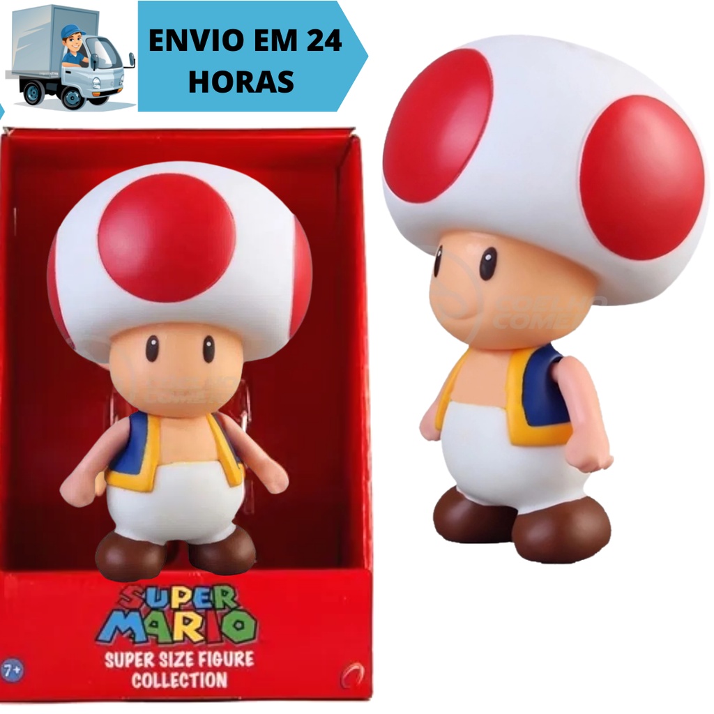 Boneco Toad Super Mario Bros - Grandes 23Cm Articulado Cogumelo Action Figure