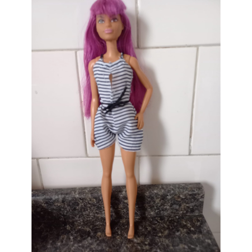 Roupa de Boneca Barbie - Macacão Moda Listras