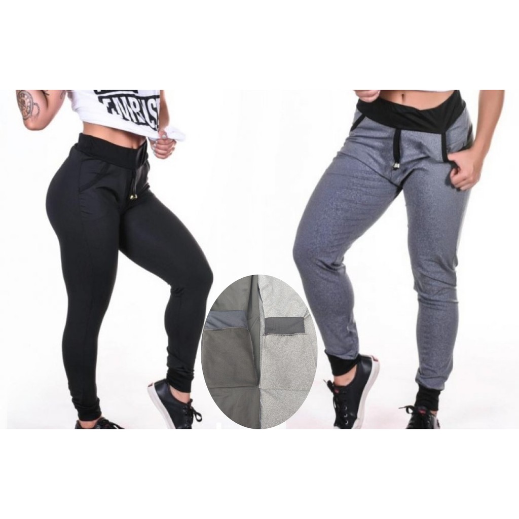 Calça Jogger Feminina Suplex Flanelado Peluciada Termica Com Bolso