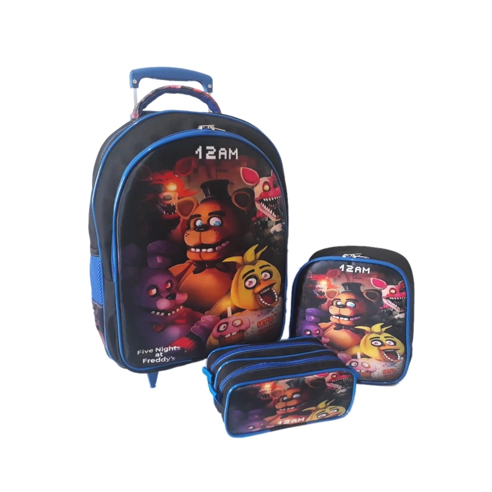 Kit Mochila de Rodinhas Five Nights at Freddy's Tam G