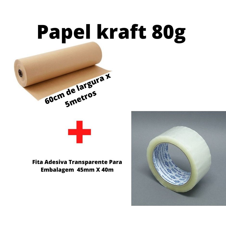 Papel Kraft 80g Com 90cm De Largura x 50 Metros Monolúcido